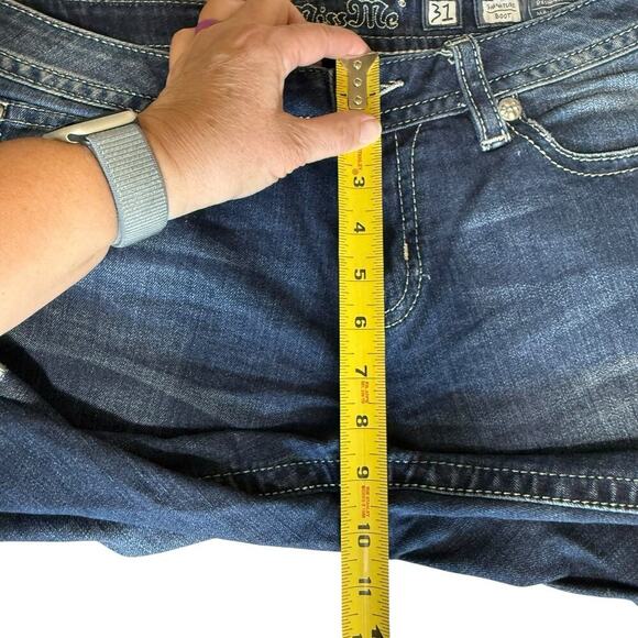 Vtg Y2K Miss Me Jeans Signature Bootcut Embellished Color Thread 31X33 Whiskers - Picture 12 of 12